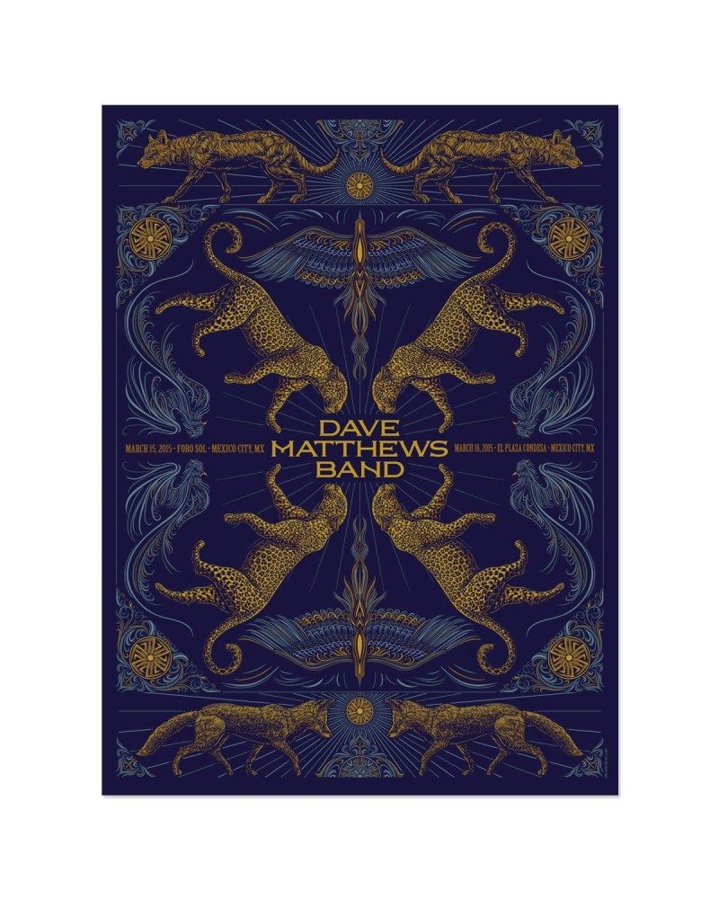 Dave Matthews Band Show Poster – Mexico City 3/15/2015 & 3/16/2015 $13.60 Decor