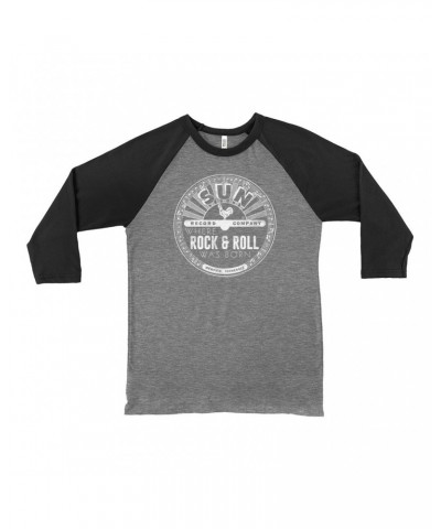 Sun Records 3/4 Sleeve Baseball Tee | White Where Rock N' Roll Was Born Logo Shirt $14.98 Shirts