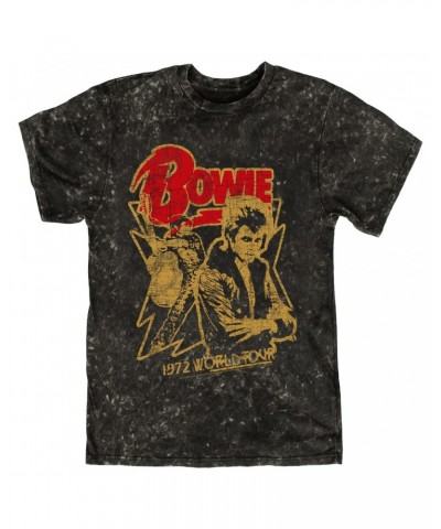 David Bowie T-shirt | 1972 World Tour Design Distressed Mineral Wash Shirt $11.08 Shirts