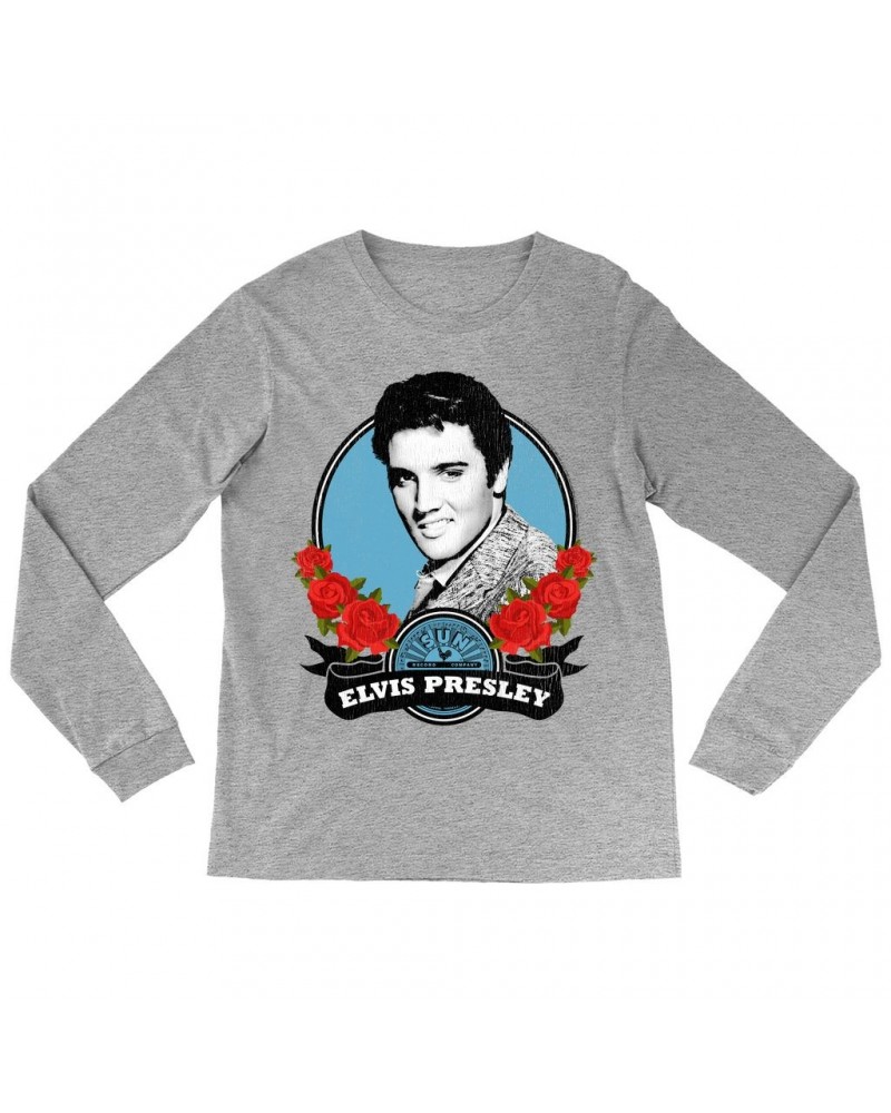 Elvis Presley Sun Records Long Sleeve Shirt | In Roses Distressed Sun Records Shirt $14.98 Shirts