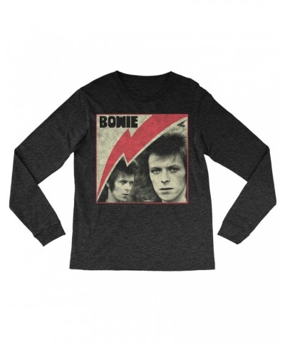 David Bowie Long Sleeve Shirt | Fierce 1972 Collage Distressed Shirt $10.48 Shirts