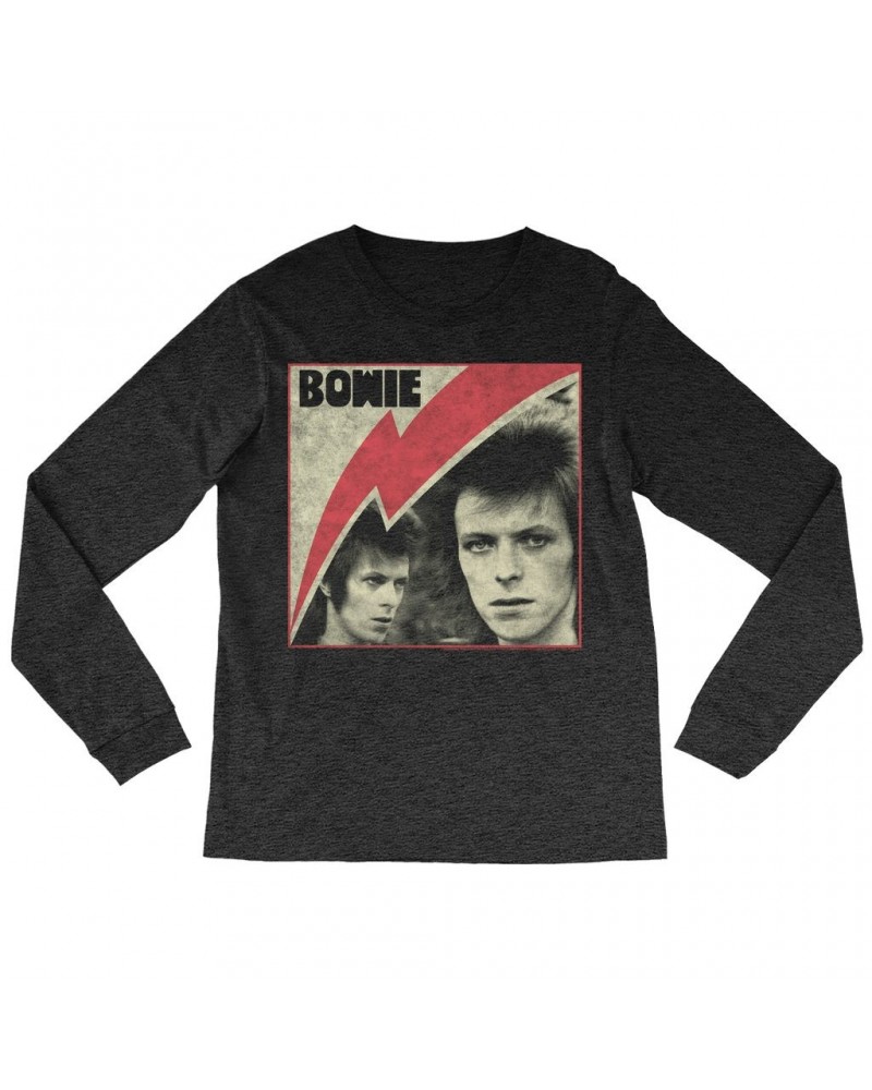 David Bowie Long Sleeve Shirt | Fierce 1972 Collage Distressed Shirt $10.48 Shirts