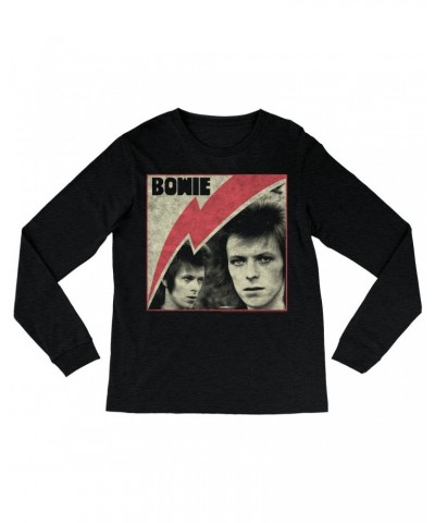 David Bowie Long Sleeve Shirt | Fierce 1972 Collage Distressed Shirt $10.48 Shirts