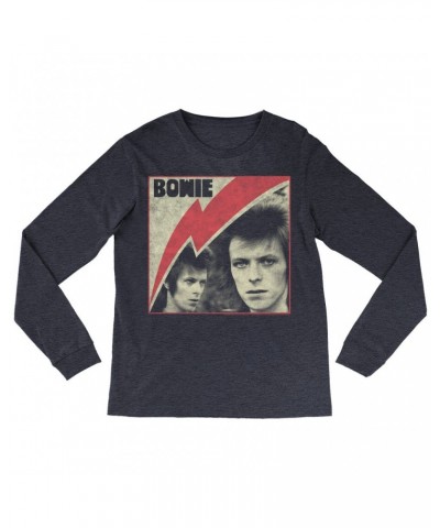 David Bowie Long Sleeve Shirt | Fierce 1972 Collage Distressed Shirt $10.48 Shirts