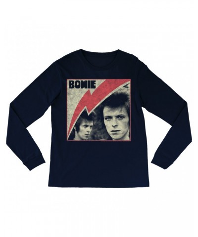 David Bowie Long Sleeve Shirt | Fierce 1972 Collage Distressed Shirt $10.48 Shirts