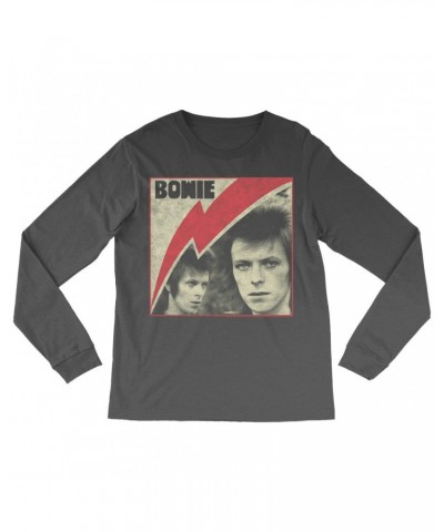 David Bowie Long Sleeve Shirt | Fierce 1972 Collage Distressed Shirt $10.48 Shirts