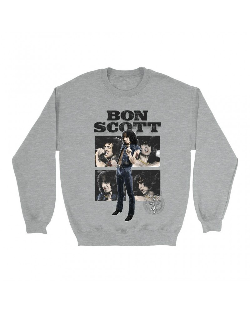 Bon Scott Sweatshirt | Vintage Color Photo Collage Sweatshirt $12.58 Sweatshirts