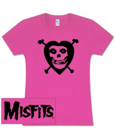 Misfits Heart & Crossbones Pink Fitted Women's Tee $9.75 Shirts