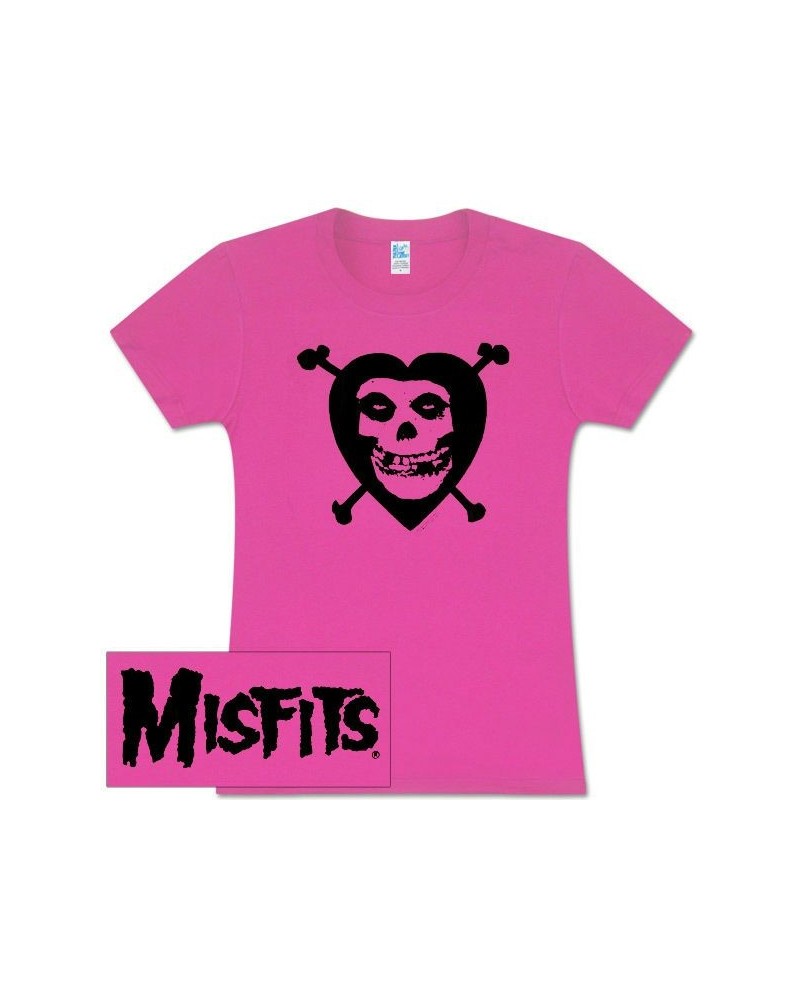 Misfits Heart & Crossbones Pink Fitted Women's Tee $9.75 Shirts