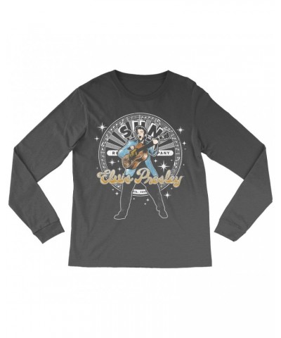 Elvis Presley Sun Records Long Sleeve Shirt | Singing With Record Label Logo Sun Records Shirt $14.38 Shirts