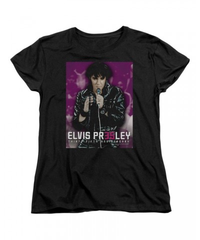 Elvis Presley Women's Shirt | 35 LEATHER Ladies Tee $8.82 Shirts