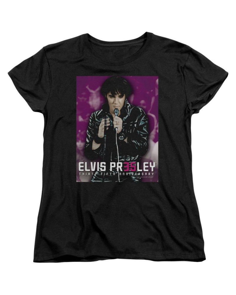 Elvis Presley Women's Shirt | 35 LEATHER Ladies Tee $8.82 Shirts