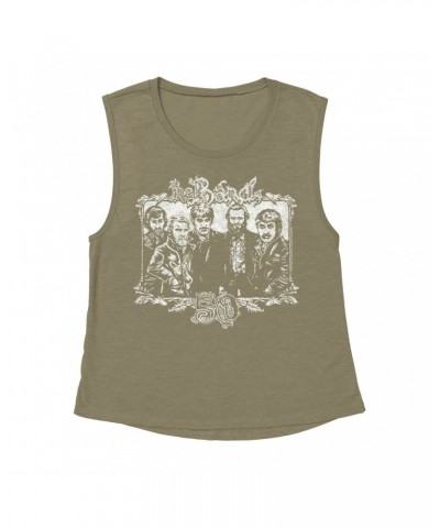 The Band Ladies' Muscle Tank Top | 50th Anniversary Logo White Distressed Shirt $15.82 Shirts