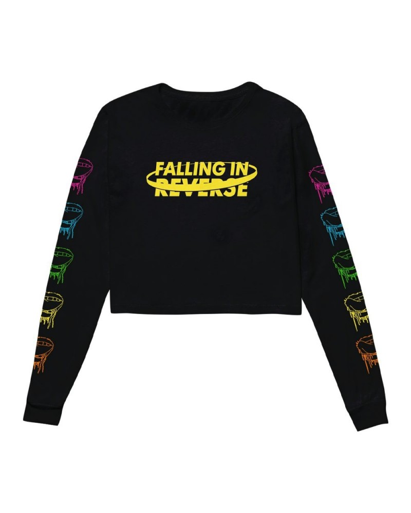 Falling In Reverse Lips Cropped Long Sleeve (Black) $14.50 Shirts