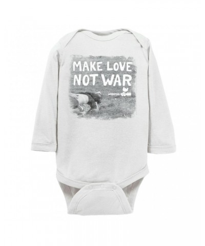 Woodstock Long Sleeve Bodysuit | Make Love Not War Famous Image Distressed Bodysuit $12.72 Shirts