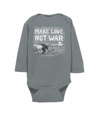 Woodstock Long Sleeve Bodysuit | Make Love Not War Famous Image Distressed Bodysuit $12.72 Shirts