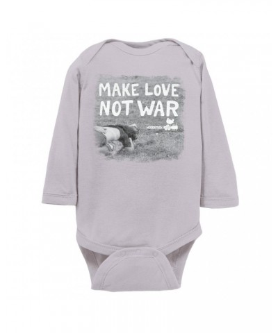 Woodstock Long Sleeve Bodysuit | Make Love Not War Famous Image Distressed Bodysuit $12.72 Shirts