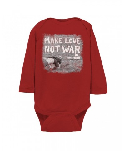 Woodstock Long Sleeve Bodysuit | Make Love Not War Famous Image Distressed Bodysuit $12.72 Shirts