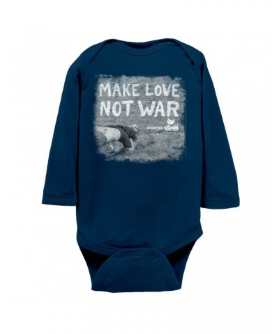 Woodstock Long Sleeve Bodysuit | Make Love Not War Famous Image Distressed Bodysuit $12.72 Shirts