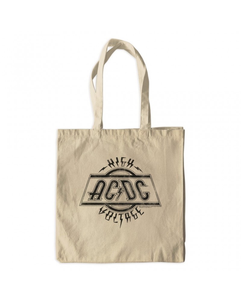 AC/DC Canvas Tote Bag | High Voltage Logo Distressed Bag $5.42 Bags