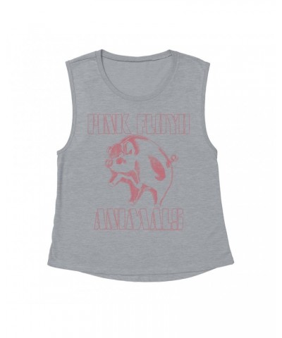 Pink Floyd Ladies' Muscle Tank Top | Pink Distressed 1978 NYC In The Flesh Concert Shirt $16.15 Shirts