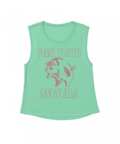 Pink Floyd Ladies' Muscle Tank Top | Pink Distressed 1978 NYC In The Flesh Concert Shirt $16.15 Shirts