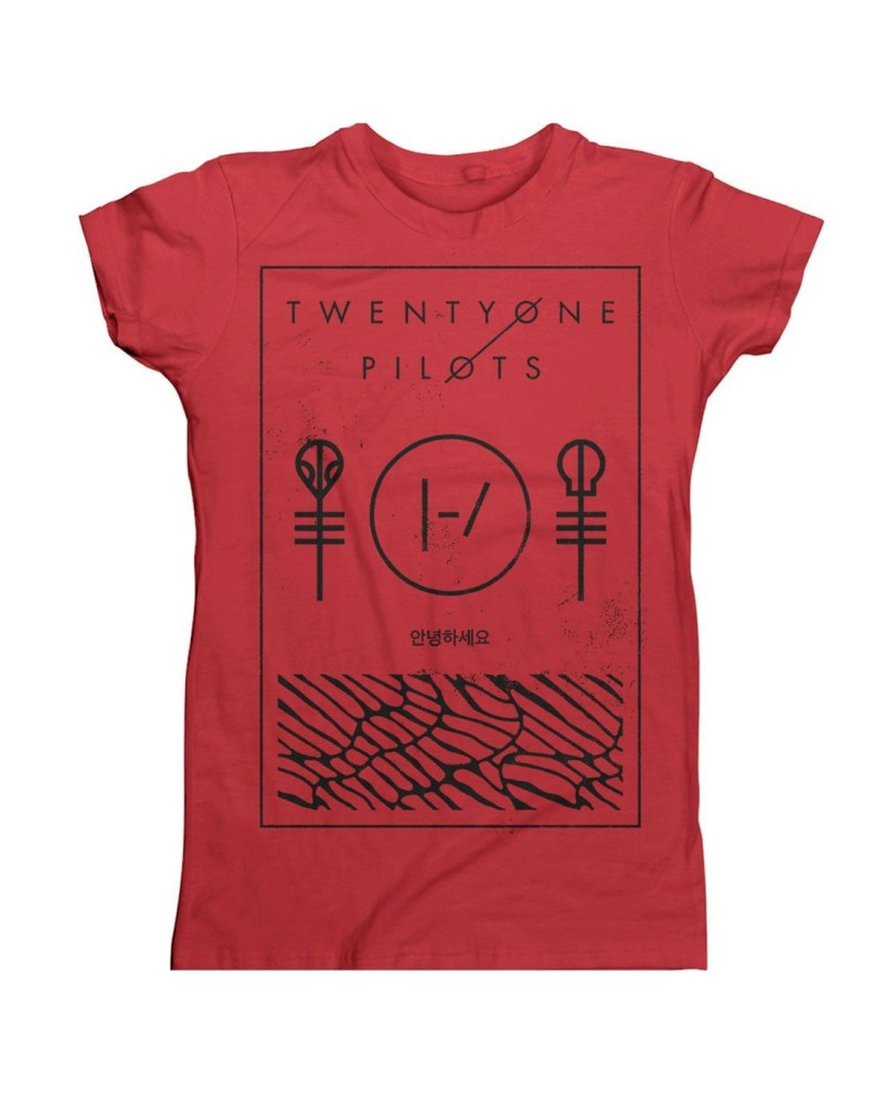 Twenty One Pilots Thin Line Box (Red) Girls T-Shirt $6.40 Shirts