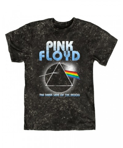 Pink Floyd T-shirt | Blue Retro Dark Side Of The Moon Design Distressed Mineral Wash Shirt $10.48 Shirts