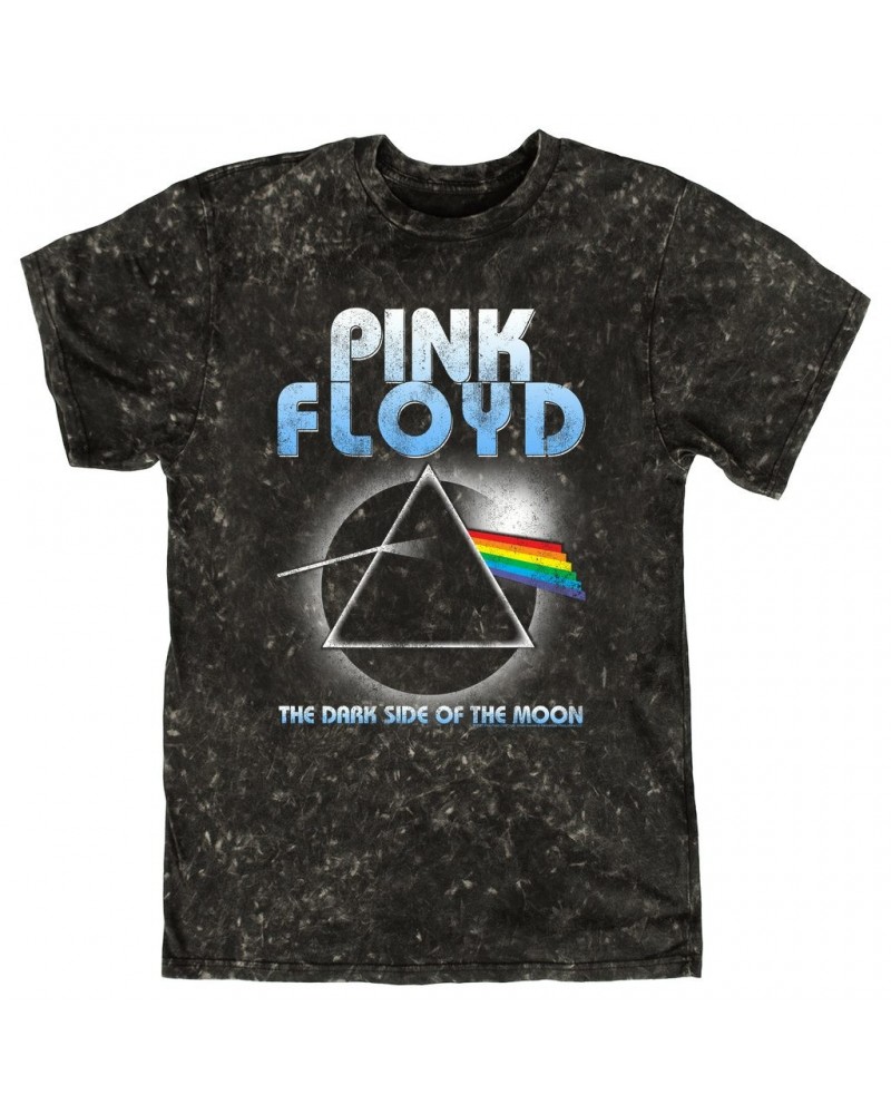 Pink Floyd T-shirt | Blue Retro Dark Side Of The Moon Design Distressed Mineral Wash Shirt $10.48 Shirts