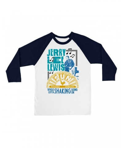 Jerry Lee Lewis Sun Records 3/4 Sleeve Baseball Tee | Whole Lotta Shaking Going On Design Sun Records Shirt $12.58 Shirts