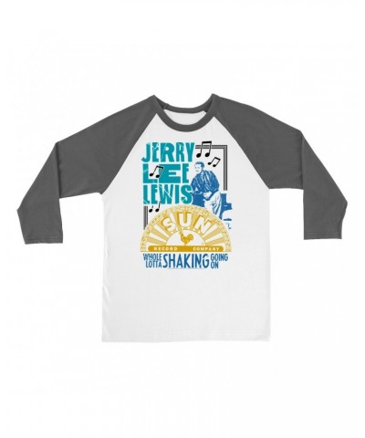 Jerry Lee Lewis Sun Records 3/4 Sleeve Baseball Tee | Whole Lotta Shaking Going On Design Sun Records Shirt $12.58 Shirts