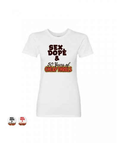 Big Brother & The Holding Company Women's 50 Years Of Cheap Thrills Red Type T-Shirt $10.80 Shirts