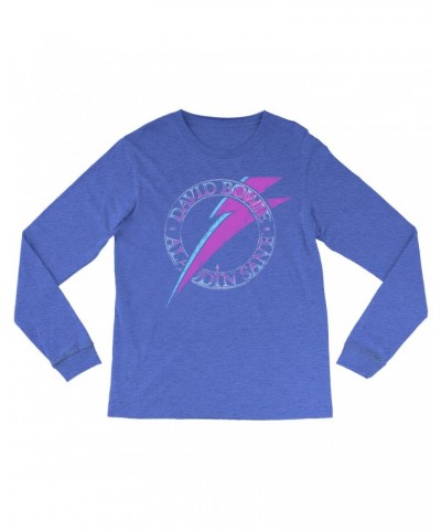 David Bowie Heather Long Sleeve Shirt | Aladdin Sane Logo Distressed Shirt $8.99 Shirts