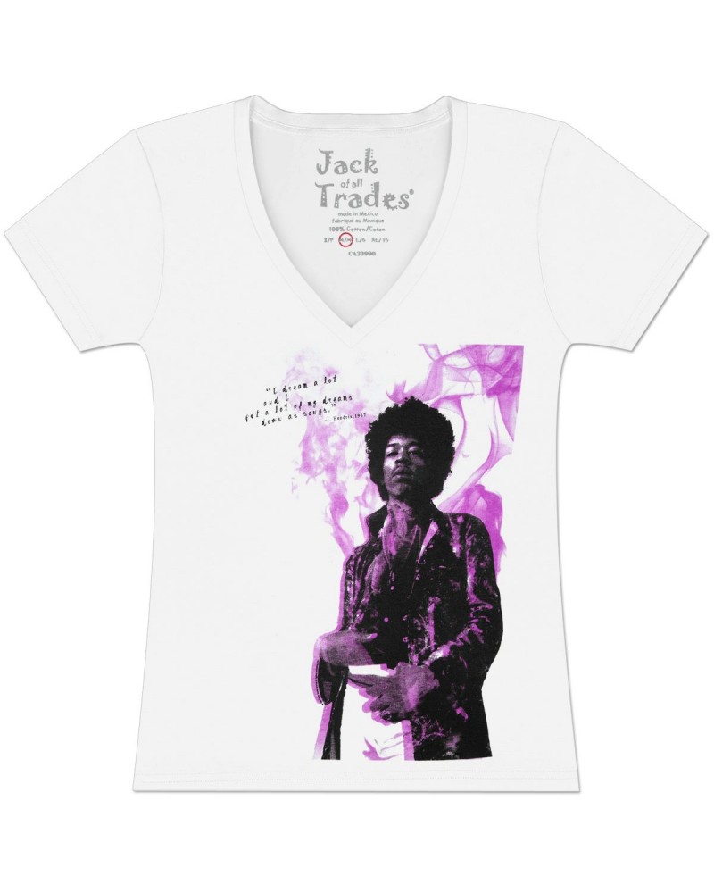 Jimi Hendrix Hendrix Purple Haze Ladies V-Neck T-Shirt $3.99 Shirts