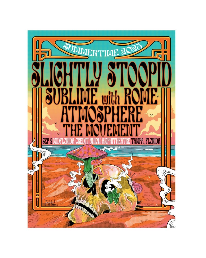 Slightly Stoopid 9/2/23 Tampa FL Show Poster by João Gabriel (Well Traveled) $14.80 Decor