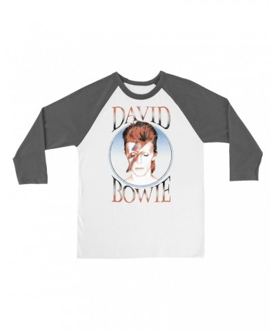 David Bowie 3/4 Sleeve Baseball Tee | Reissue Aladdin Sane Design Distressed Shirt $13.18 Shirts