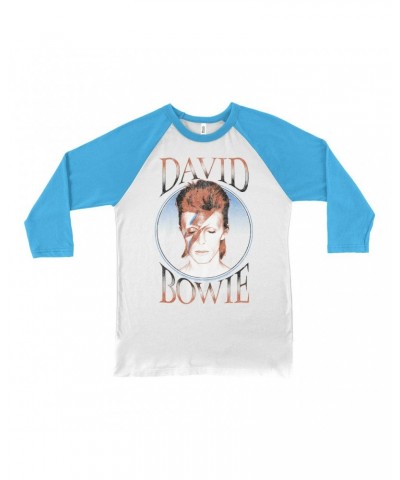 David Bowie 3/4 Sleeve Baseball Tee | Reissue Aladdin Sane Design Distressed Shirt $13.18 Shirts