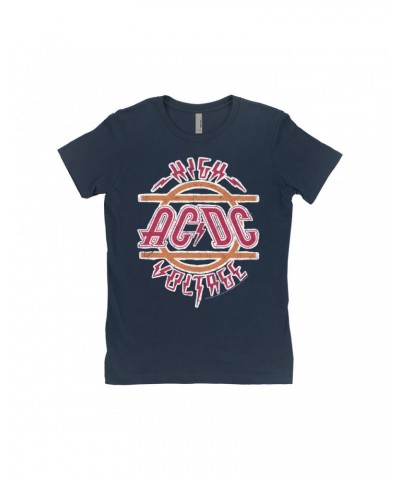 AC/DC Ladies' Boyfriend T-Shirt | Retro Red And Orange High Voltage Distressed Shirt $9.73 Shirts