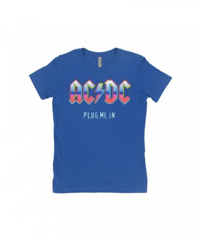 AC/DC Ladies' Boyfriend T-Shirt | Plug Me In Pastel Design Shirt $10.23 Shirts