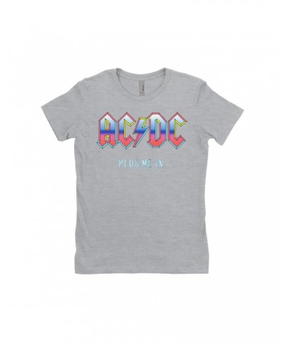 AC/DC Ladies' Boyfriend T-Shirt | Plug Me In Pastel Design Shirt $10.23 Shirts