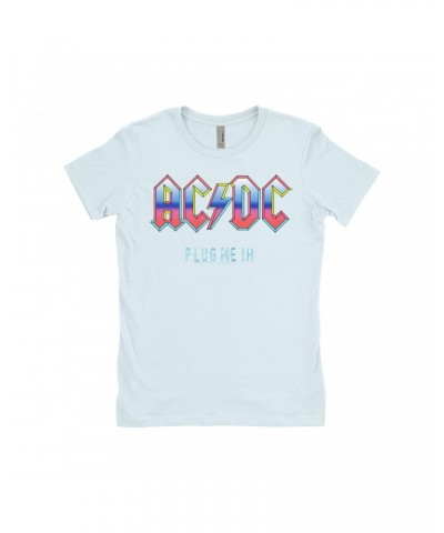 AC/DC Ladies' Boyfriend T-Shirt | Plug Me In Pastel Design Shirt $10.23 Shirts