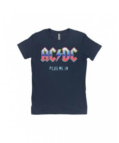 AC/DC Ladies' Boyfriend T-Shirt | Plug Me In Pastel Design Shirt $10.23 Shirts