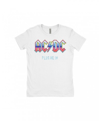 AC/DC Ladies' Boyfriend T-Shirt | Plug Me In Pastel Design Shirt $10.23 Shirts