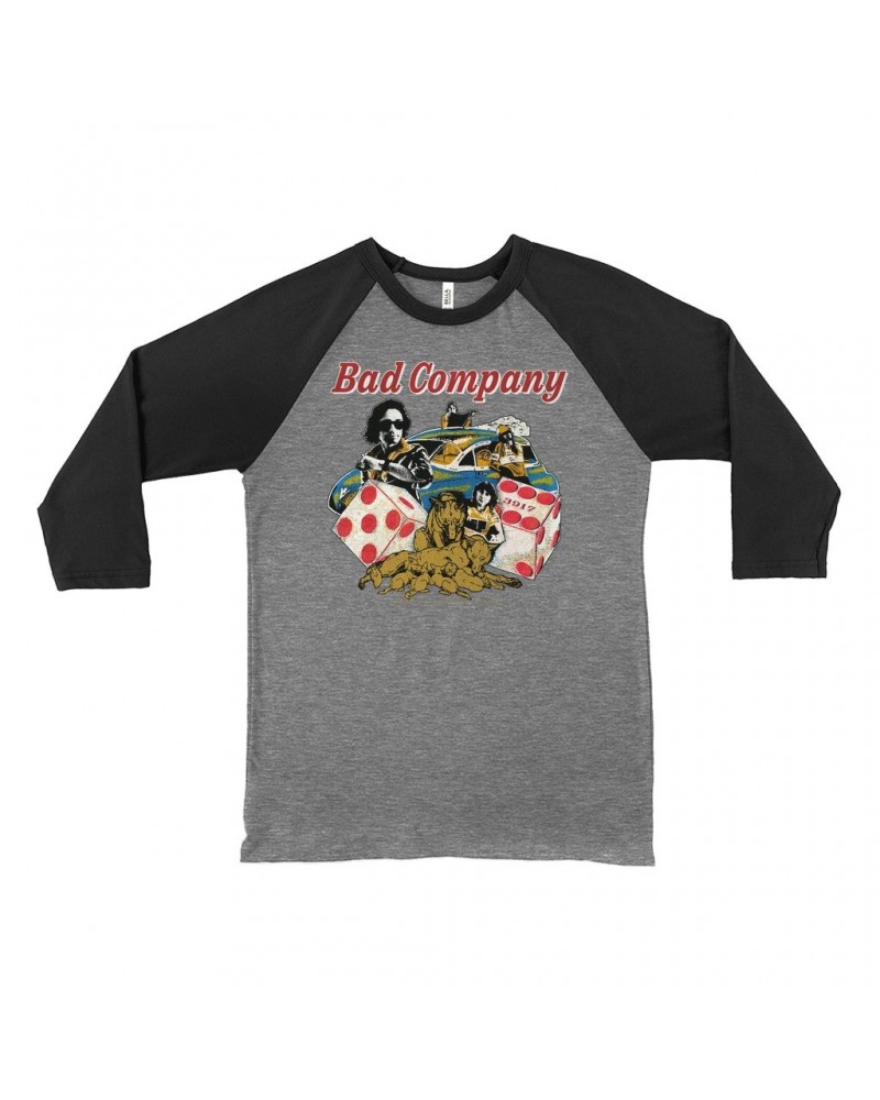 Bad Company 3/4 Sleeve Baseball Tee | Rock n' Roll Fantasy '79 Collage Shirt $10.18 Shirts