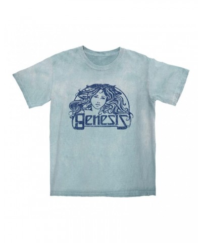 Genesis T-shirt | Navy Vintage Art Nouveau Logo Distressed Color Blast Shirt $13.48 Shirts